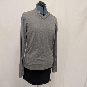 Gray merino wool v neck sweater
